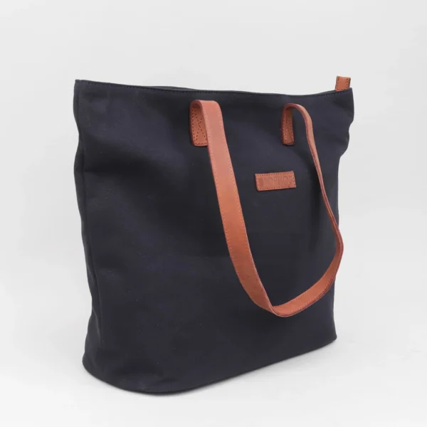 Canvas leer shopper brighton 14seven sophos lifestyle navy zijkant