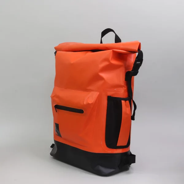 drybag rucksack reistas rugzak rugtas reistas oranje orange Sophos 14seven zijkant