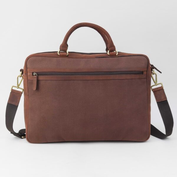 bruine harris tweed met leer laptoptas briefcase reistas