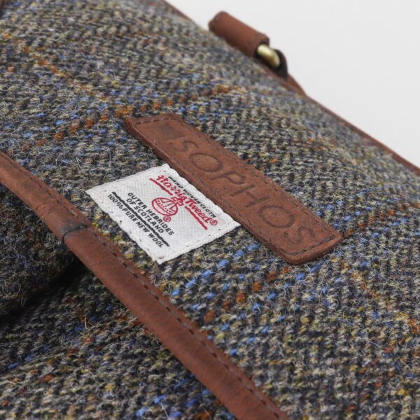 bruine harris tweed met leer laptoptas briefcase reistas