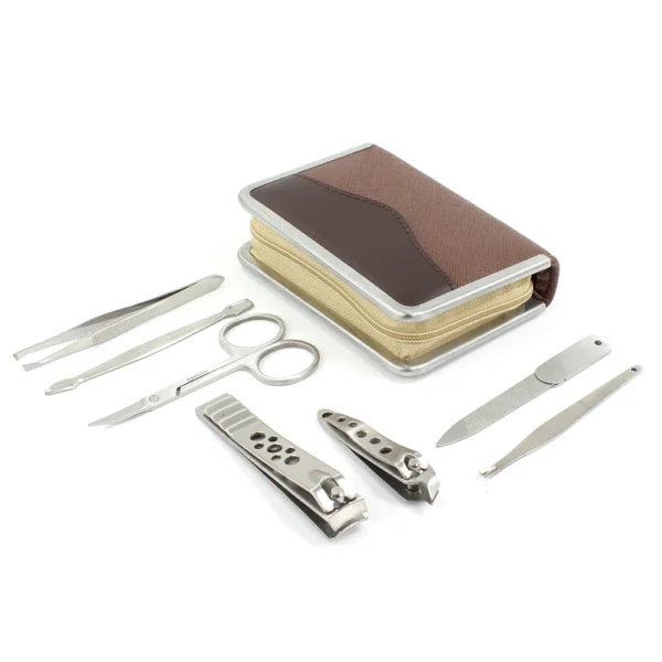 Manicure set medium bruin reisaccessoire reizen 14-seven Sophos nagelverzorging