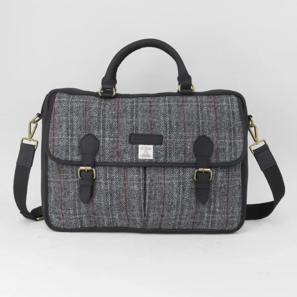 laptoptas grijs HARRIS GREY-BRIEFCASE 14-seven leer lederen tas reistas