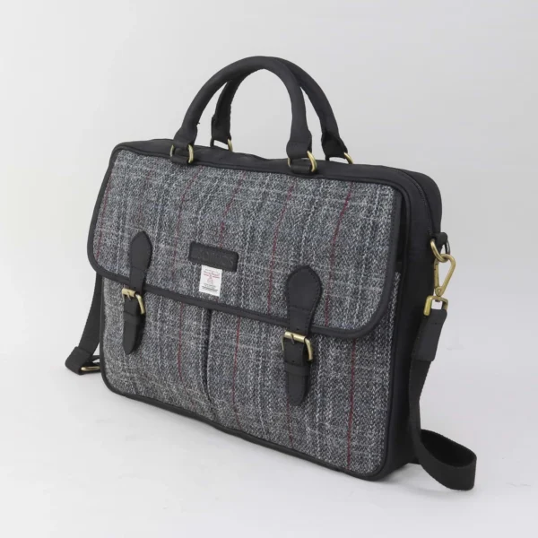 laptoptas grijs HARRIS GREY-BRIEFCASE 14-seven leer lederen tas reistas