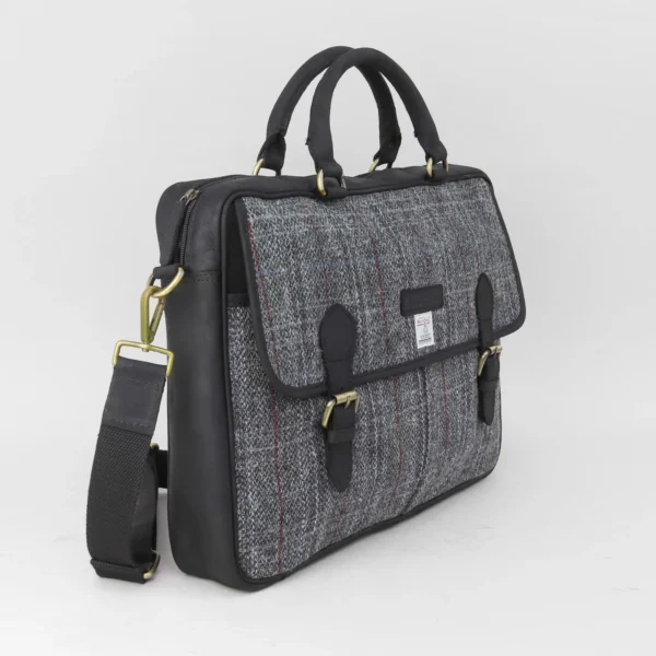 laptoptas grijs HARRIS GREY-BRIEFCASE 14-seven leer lederen tas reistas