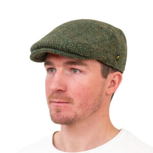 Hatman of ireland the-dubliner donegal-tweed groen platte pet flatcap